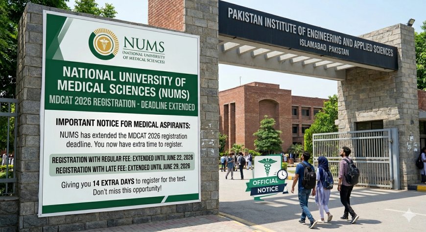 NUMS MDCAT 2026 Registration Deadline Extended Till 29 June 2026