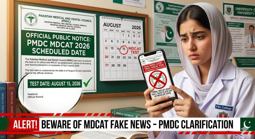 ⚠️ ALERT: PMDC Warns Against MDCAT 2026 Fake News — Portal Delay Expected, Real Test Date August 15, 2026 — Verify Before Applying (Official Notice)