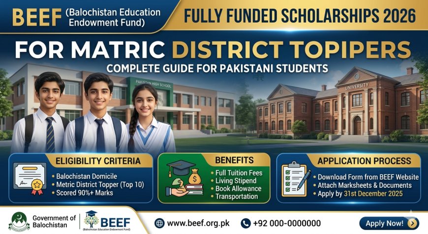 BEEF Fully Funded Scholarships for Matric District Toppers 2026