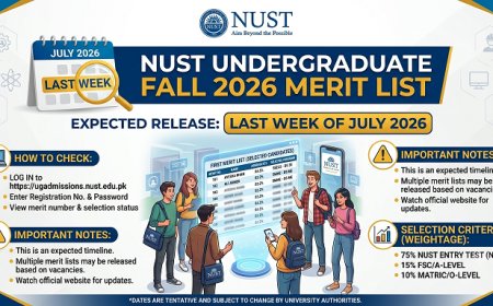 NUST Fall 2026 Undergraduate Merit List — Expected Last Week of July