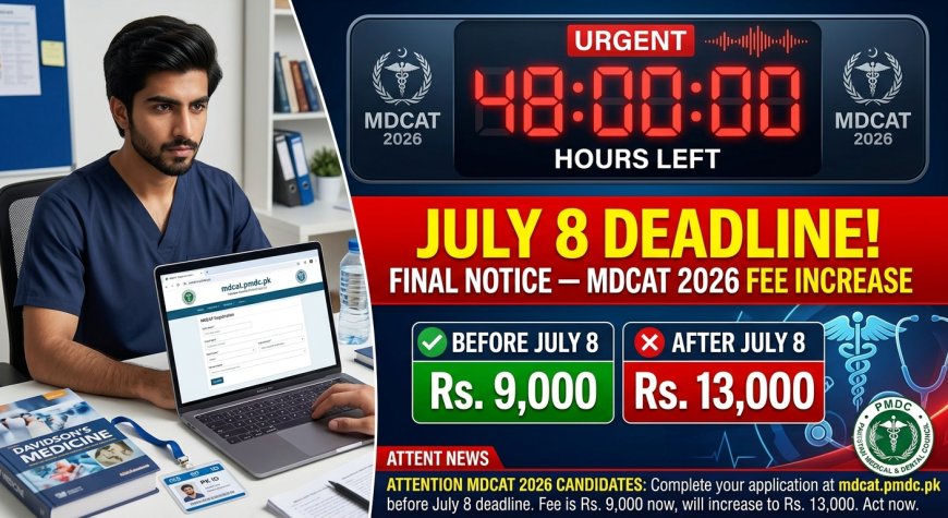 48-Hour Alert: MDCAT 2026 Regular Fee Ends July 8 — Late Fee Rs. 13,000