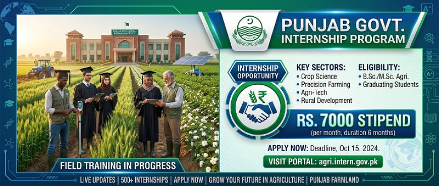 CM Punjab Agriculture Internship 2026: Rs. 70,000 Stipend for BSc (Hons) Agriculture Graduates