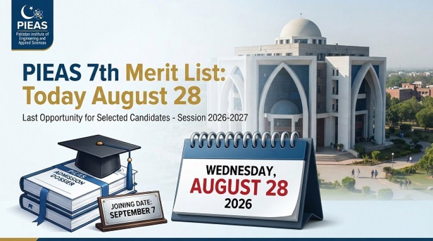 PIEAS 7th Merit List 2026 Announced Today (August 28): Check Your BS Admission Status Now