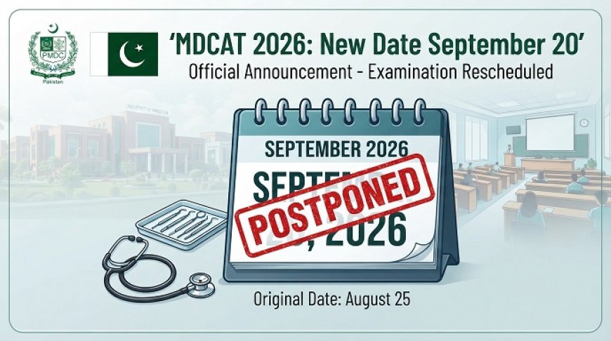 MDCAT 2026 Postponed to September 20: New Date Confirmed by PMDC — Admit Cards to Be Reissued