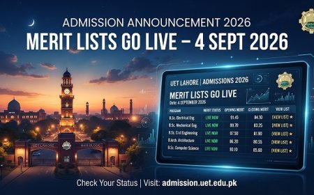UET Lahore Postgraduate Merit List 2026 Goes Live Today (4 Sept): Check Status, Selection and Fee Deadline