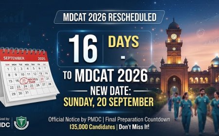 16 Days Left for MDCAT 2026 (20 Sept): Official PMDC Update, Admit Card Steps and Subject-Wise Revision Schedule