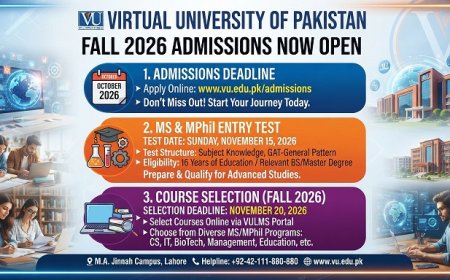 VU Fall Admissions 2026: Check the Last Date, Entry Test and Course Selection