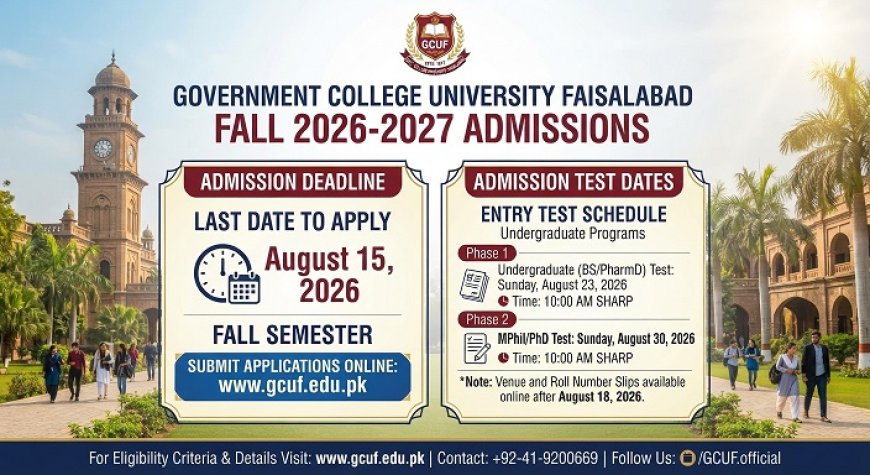 GCUF Admission 2026: Apply by September 28 and Check the September 29 Test Date